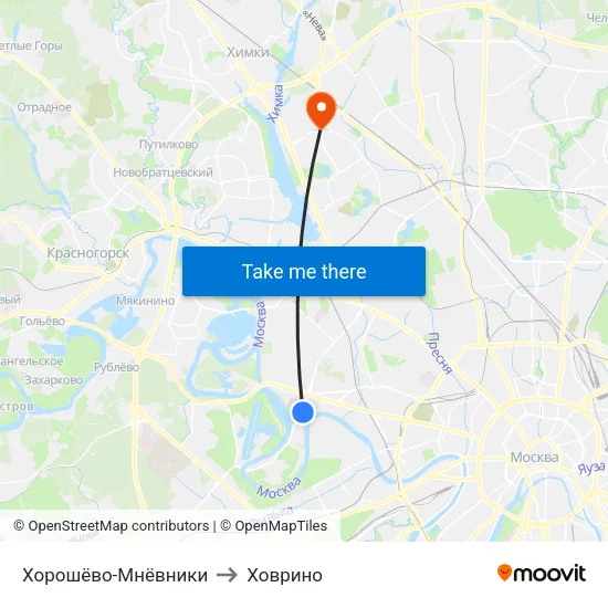 Хорошёво-Мнёвники to Ховрино map