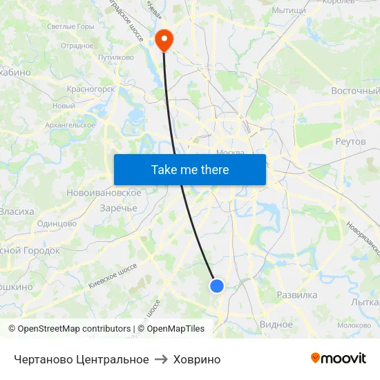 Чертаново Центральное to Ховрино map