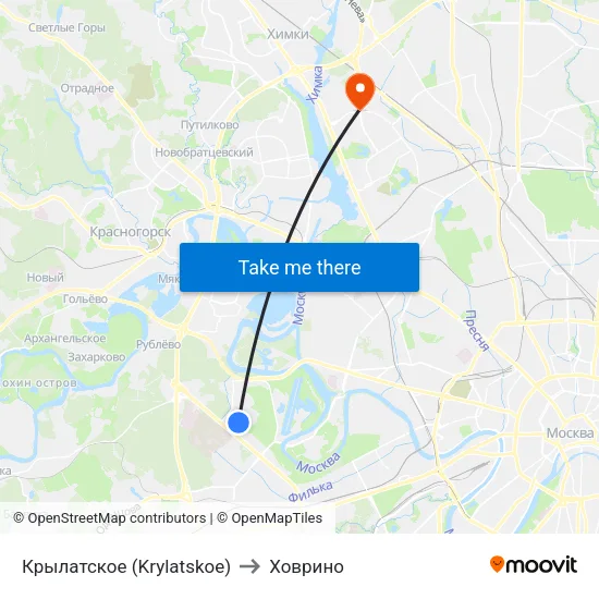 Крылатское (Krylatskoe) to Ховрино map