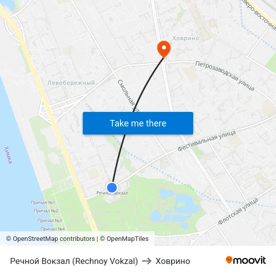 Речной Вокзал (Rechnoy Vokzal) to Ховрино map