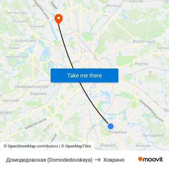 Домодедовская (Domodedovskaya) to Ховрино map