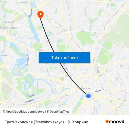 Третьяковская (Tretyakovskaya) to Ховрино map
