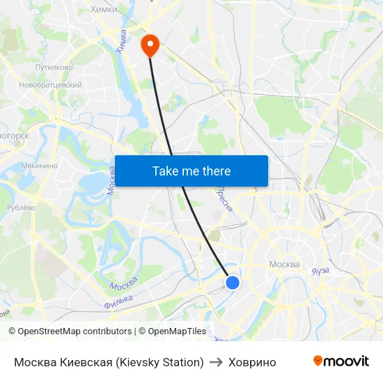 Москва Киевская (Kievsky Station) to Ховрино map