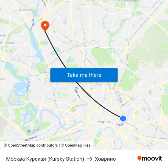 Москва Курская (Kursky Station) to Ховрино map