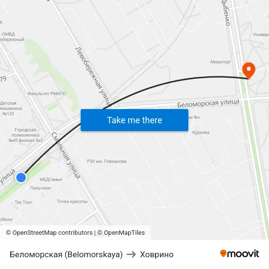 Беломорская (Belomorskaya) to Ховрино map