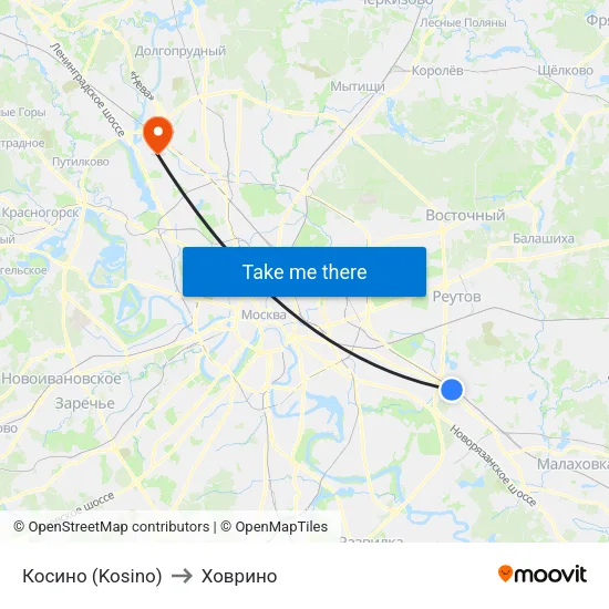 Косино (Kosino) to Ховрино map