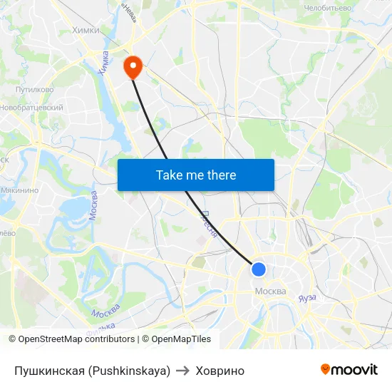 Пушкинская (Pushkinskaya) to Ховрино map