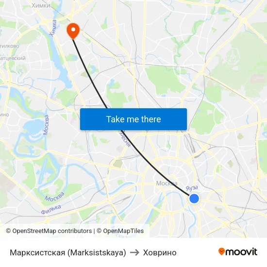 Марксистская (Marksistskaya) to Ховрино map