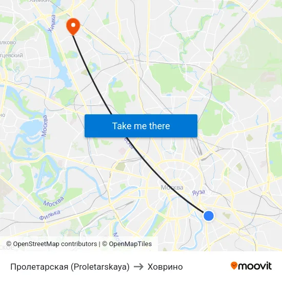 Пролетарская (Proletarskaya) to Ховрино map