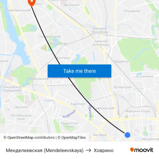 Менделеевская (Mendeleevskaya) to Ховрино map