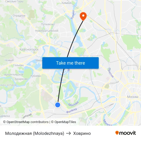 Молодежная (Molodezhnaya) to Ховрино map