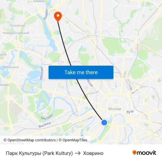 Парк Культуры (Park Kultury) to Ховрино map