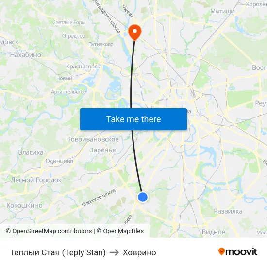 Теплый Стан (Teply Stan) to Ховрино map