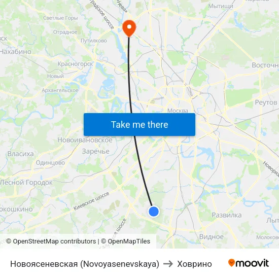 Новоясеневская (Novoyasenevskaya) to Ховрино map
