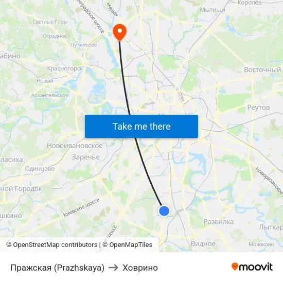Пражская (Prazhskaya) to Ховрино map