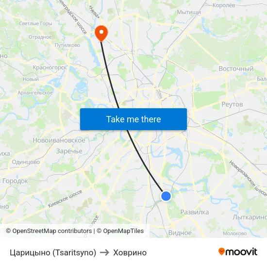 Царицыно (Tsaritsyno) to Ховрино map