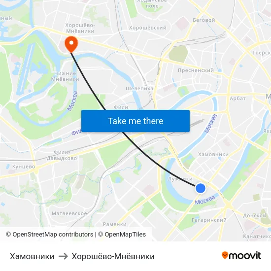Хамовники to Хорошёво-Мнёвники map