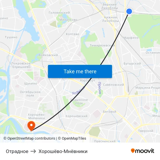 Отрадное to Хорошёво-Мнёвники map