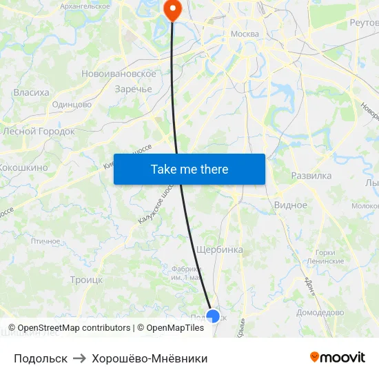 Подольск to Хорошёво-Мнёвники map