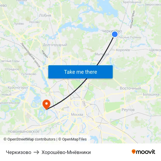 Черкизово to Хорошёво-Мнёвники map
