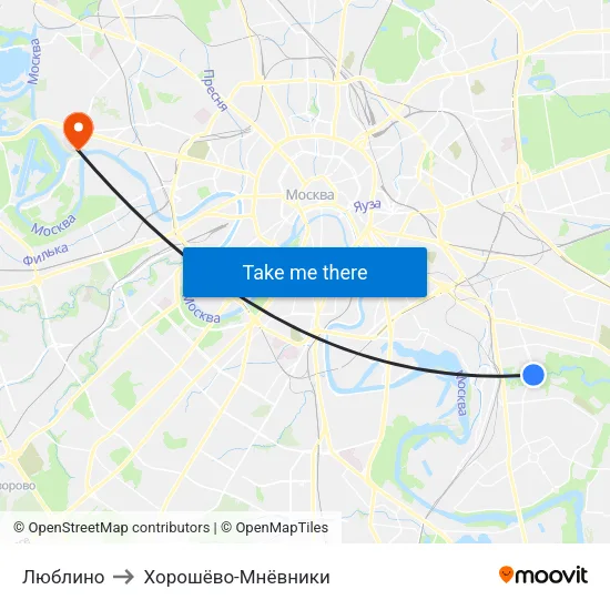 Люблино to Хорошёво-Мнёвники map