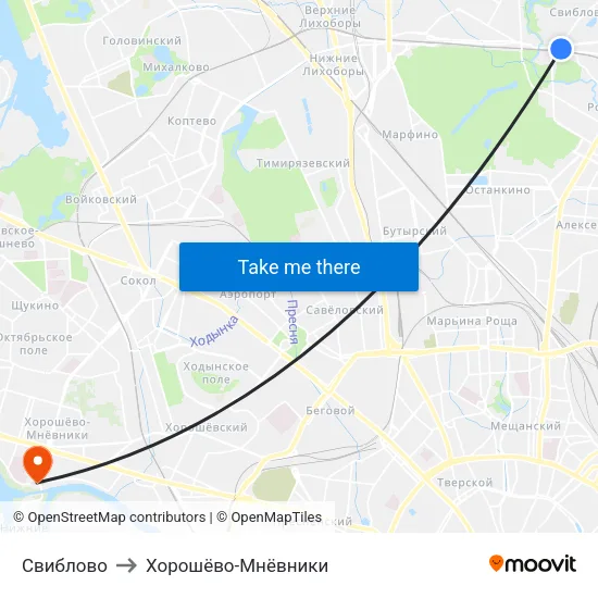 Свиблово to Хорошёво-Мнёвники map