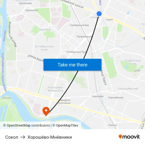 Сокол to Хорошёво-Мнёвники map