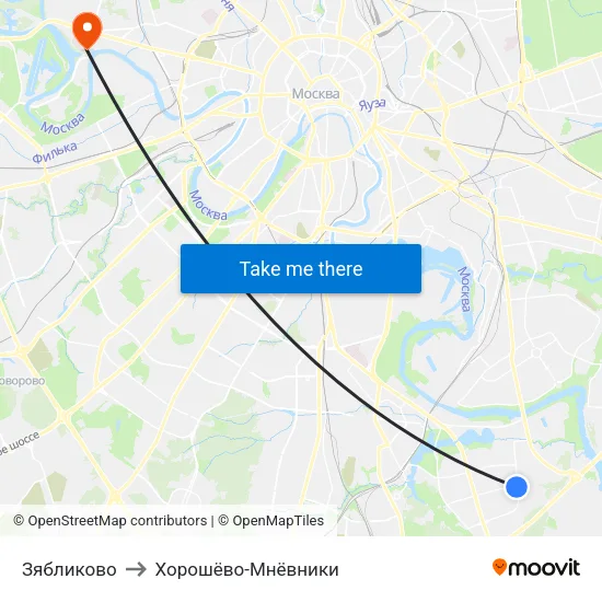Зябликово to Хорошёво-Мнёвники map