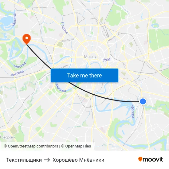 Текстильщики to Хорошёво-Мнёвники map