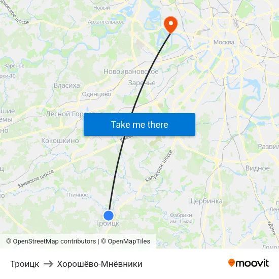 Троицк to Хорошёво-Мнёвники map