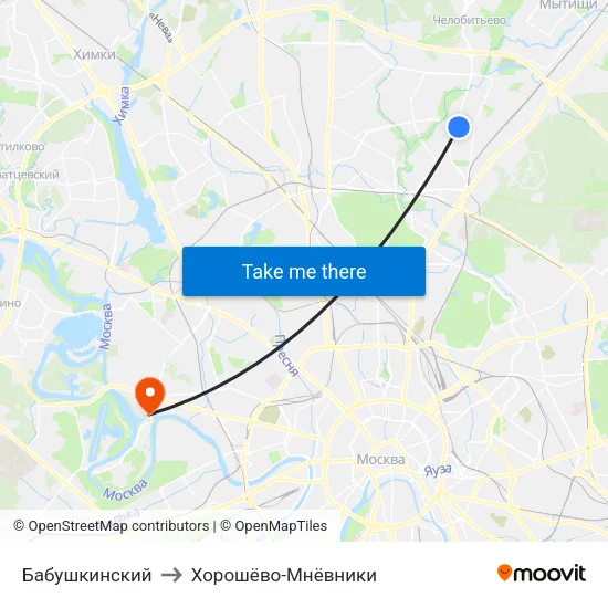 Бабушкинский to Хорошёво-Мнёвники map