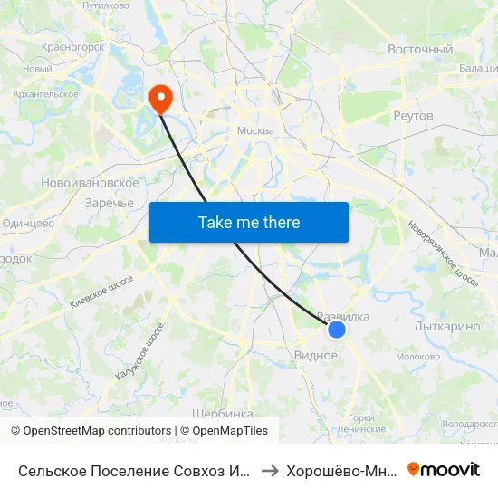 Сельское Поселение Совхоз Имени Ленина to Хорошёво-Мнёвники map