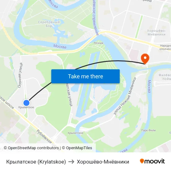 Крылатское (Krylatskoe) to Хорошёво-Мнёвники map