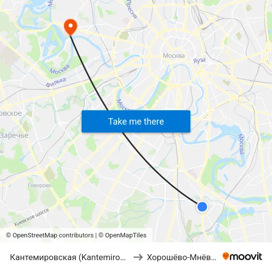 Кантемировская (Kantemirovskaya) to Хорошёво-Мнёвники map