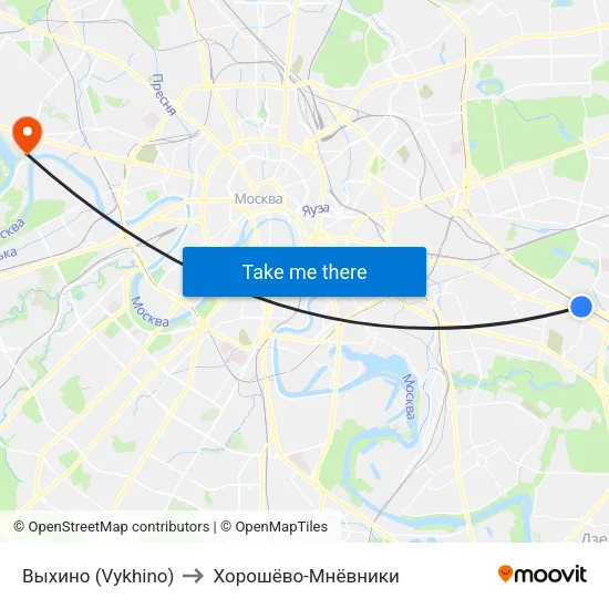 Выхино (Vykhino) to Хорошёво-Мнёвники map