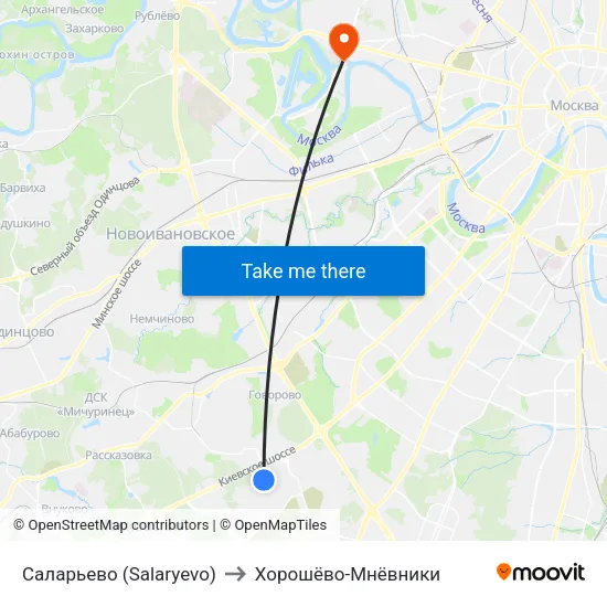 Саларьево (Salaryevo) to Хорошёво-Мнёвники map