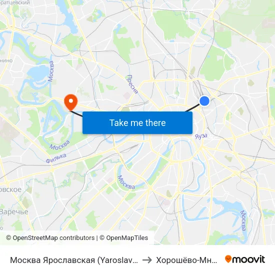 Москва Ярославская (Yaroslavsky Station) to Хорошёво-Мнёвники map