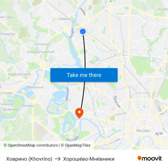 Ховрино (Khovrino) to Хорошёво-Мнёвники map