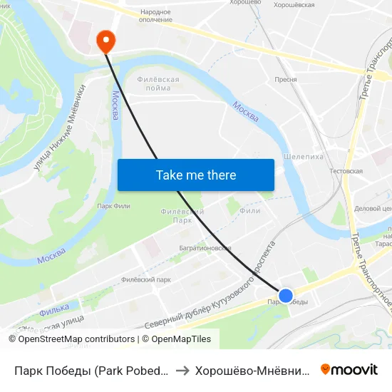 Парк Победы (Park Pobedy) to Хорошёво-Мнёвники map