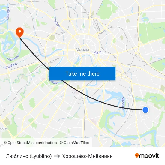Люблино (Lyublino) to Хорошёво-Мнёвники map