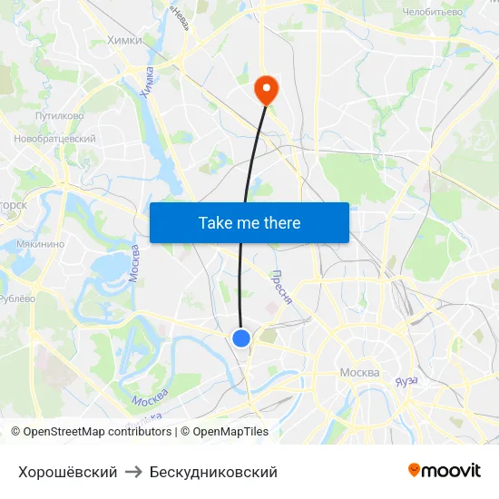 Хорошёвский to Бескудниковский map