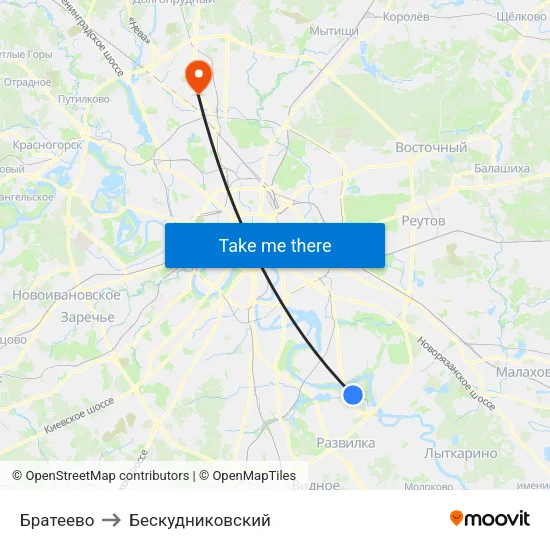 Братеево to Бескудниковский map