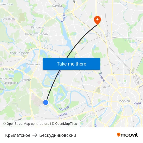 Крылатское to Бескудниковский map