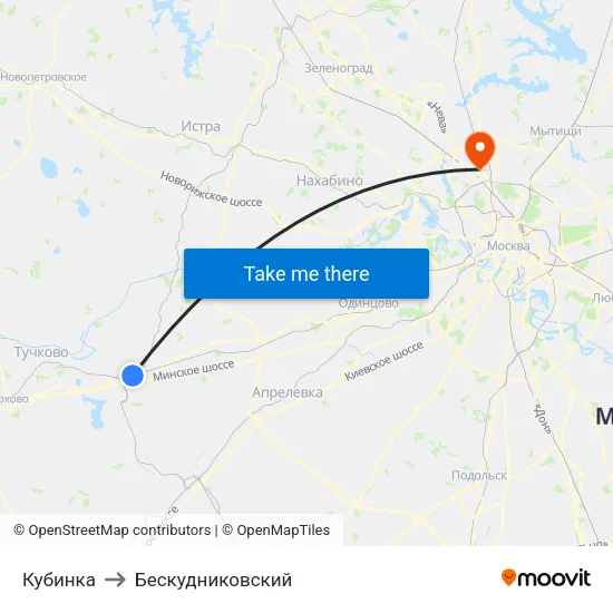 Кубинка to Бескудниковский map
