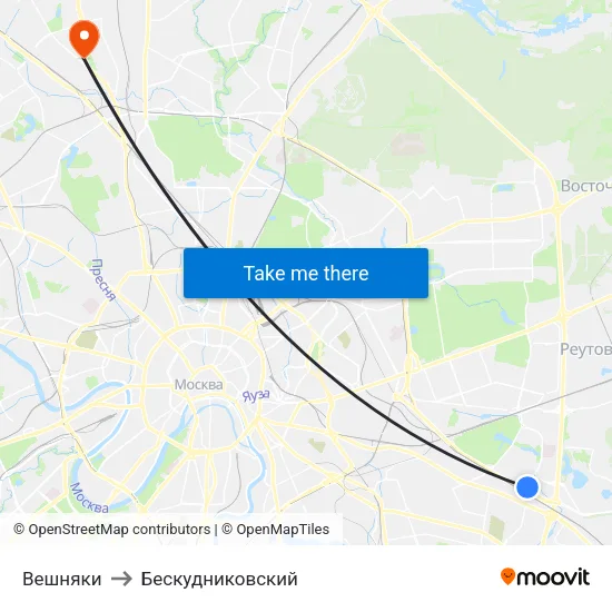 Вешняки to Бескудниковский map