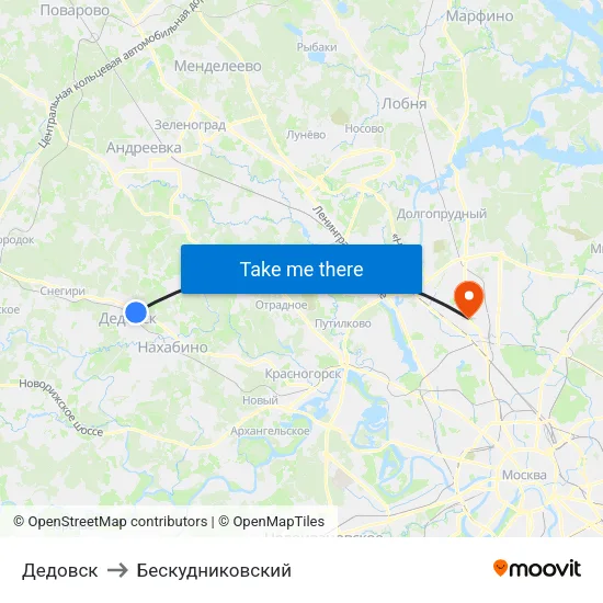 Дедовск to Бескудниковский map