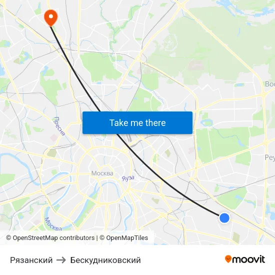 Рязанский to Бескудниковский map