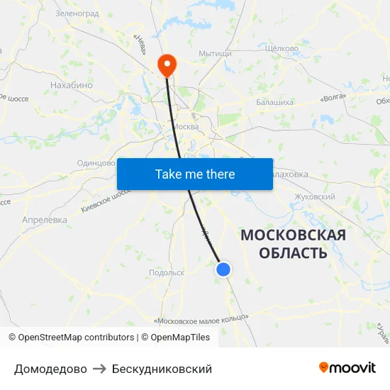 Домодедово to Бескудниковский map
