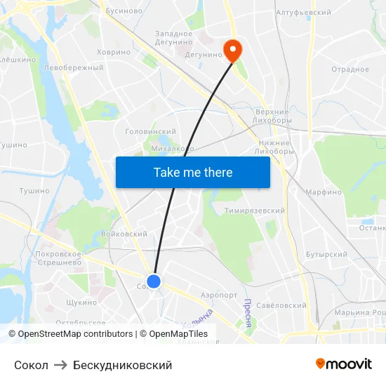 Сокол to Бескудниковский map