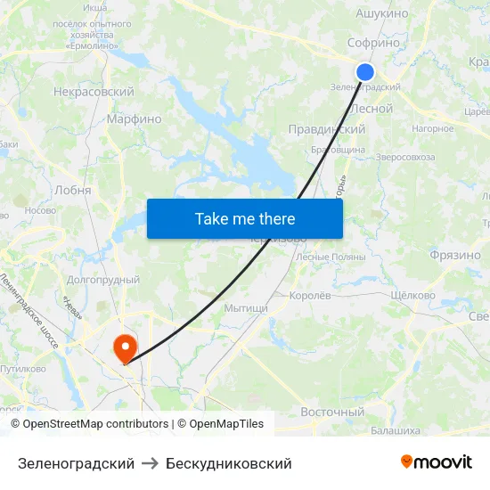 Зеленоградский to Бескудниковский map